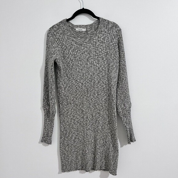 Mod Ref Gray Ribbed Sweater Dress Size S Long Sleeve Casual Heathered Modern - Picture 1 of 8